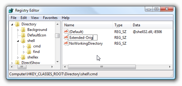Exetended registry Vista